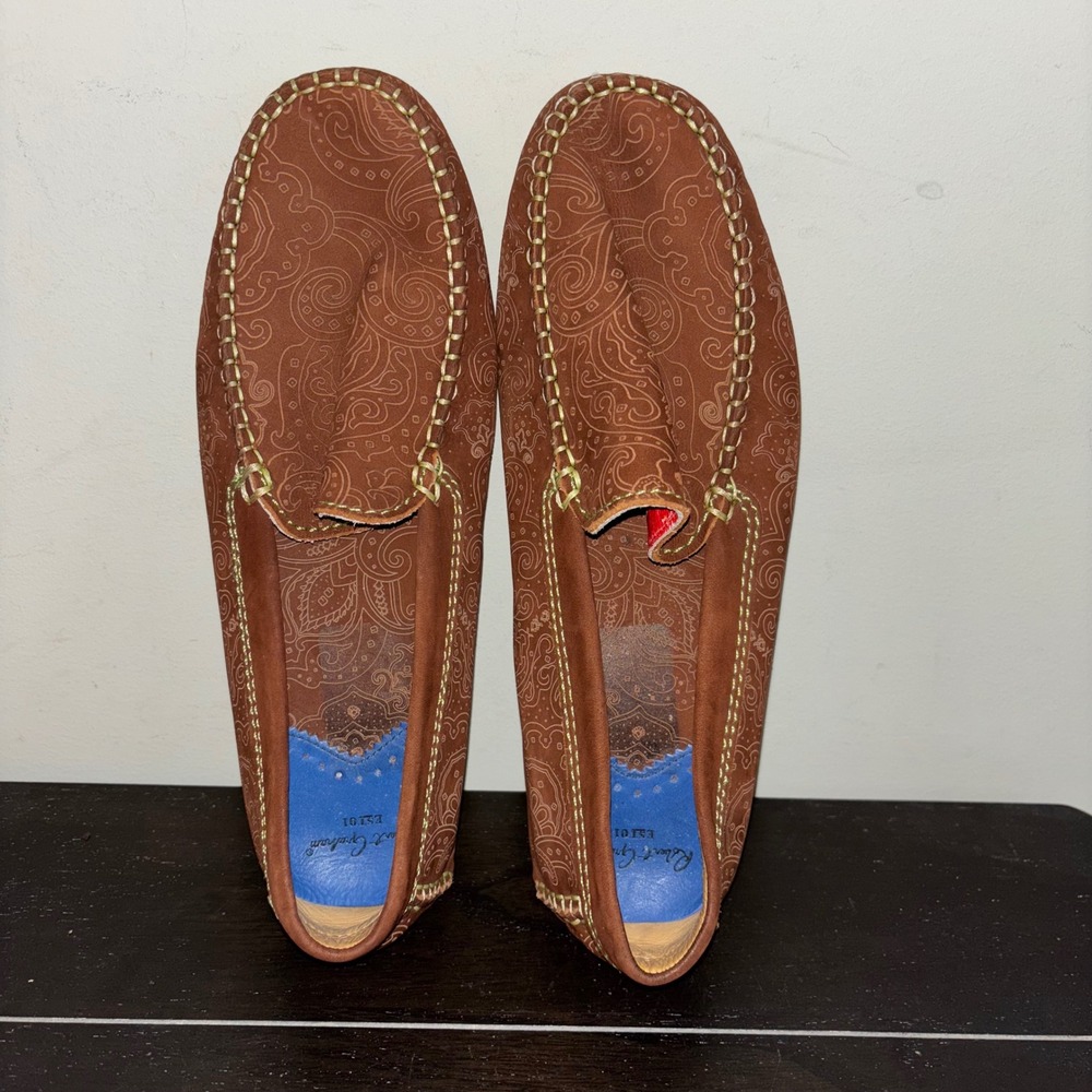 Robert Graham | Mens Size 9 | Brown Paisley Leather Driving Loafer Shoes - Picture 6 of 12